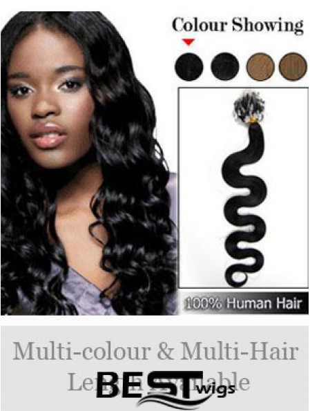 Top Black Wavy Micro Loop Ring Hair Extensions