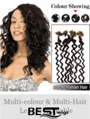 Black Curly Comfortable Nail/U Tip Hair Extensions