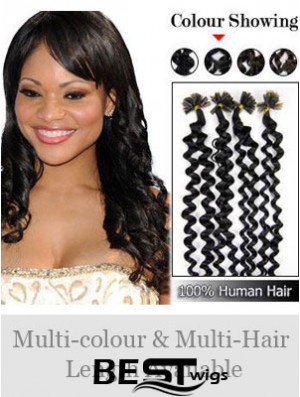 Black Curly Trendy Nail/U Tip Hair Extensions