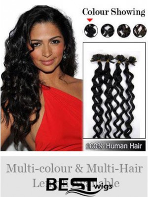 Black Curly New Nail/U Tip Hair Extensions