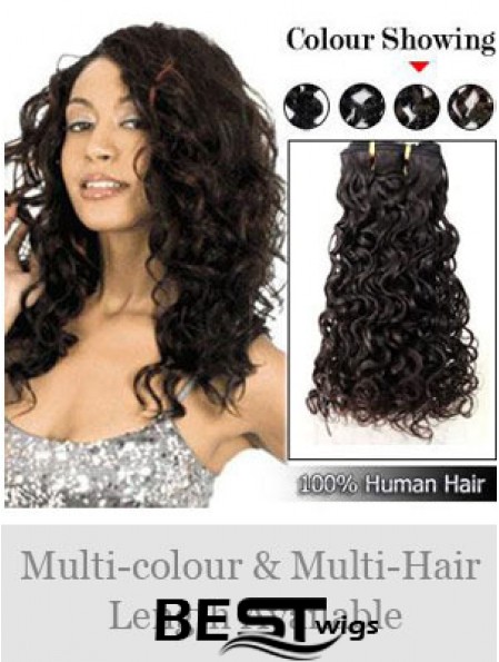 Curly Remy Human Hair Black Modern Weft Extensions