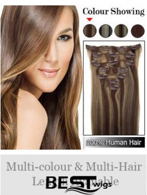 Beautiful Brown Straight Remy Human Hair Clip In Hair Extensions