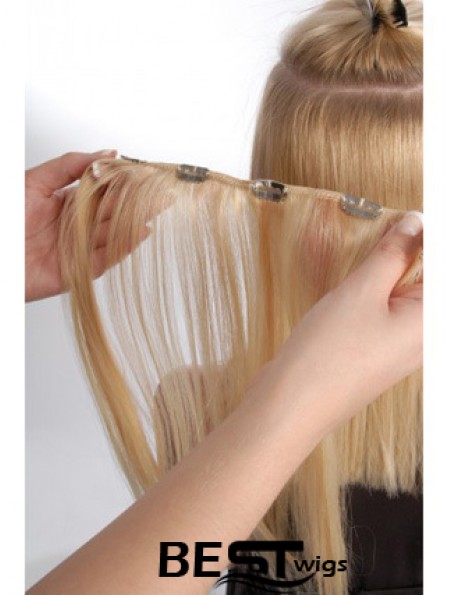 Flexibility Blonde Straight Remy Human Hair Clip In Hair Extensions