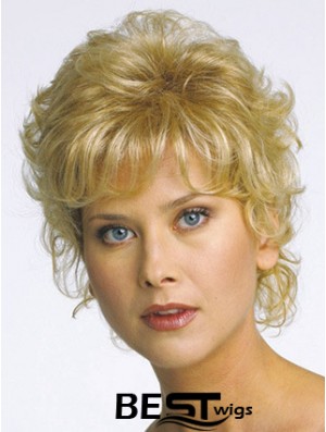 Short Curly Blonde Flexibility Synthetic Half Wigs