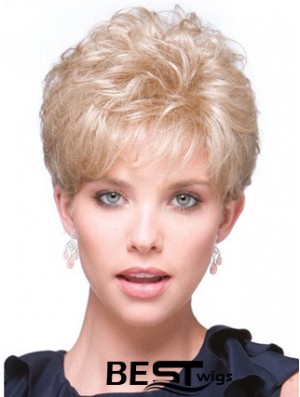 Short Curly Blonde Fabulous Synthetic Half Wigs