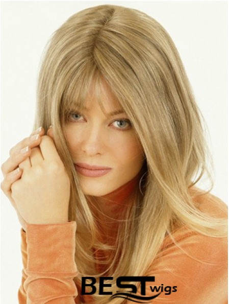 Wig Falls Long Length Straight Style Blonde Color