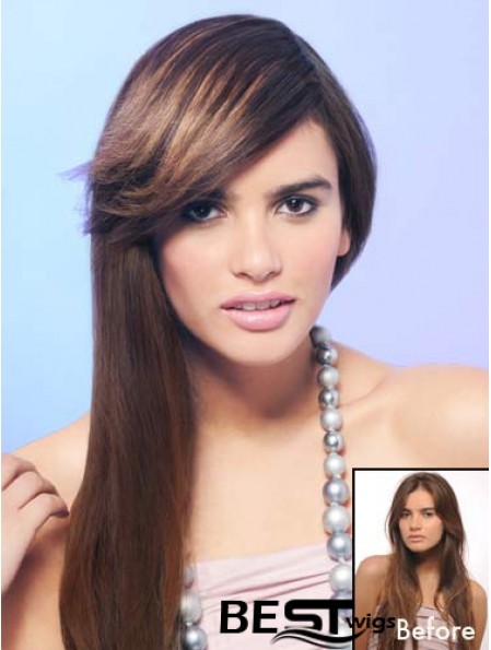 Synthetic Brown Clip On Fringe