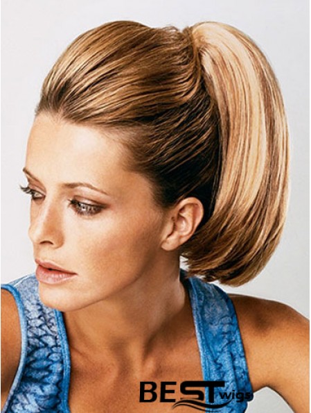 Ponytail Extensions Straight Style With Synthetic Brown Color