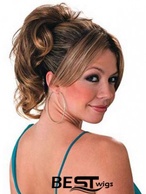 Ponytail Hair Extensions With Synthetic Wavy Style Brown Color