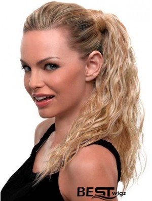 Blonde Ponytail Wavy Style Long Length With Synthetic